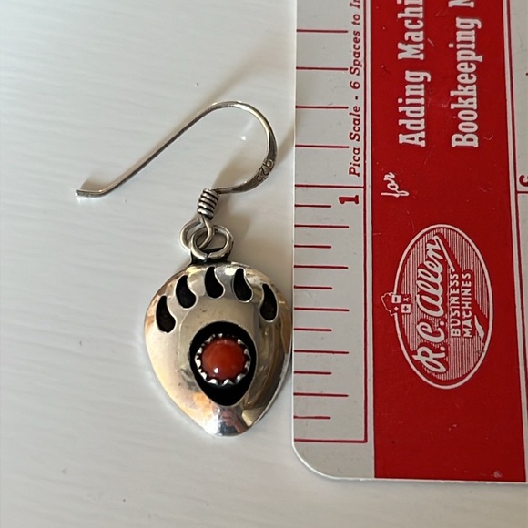 Richard Begay RB Native American  Sterling Coral Dangle southwestern Earrings - Picture 8 of 9